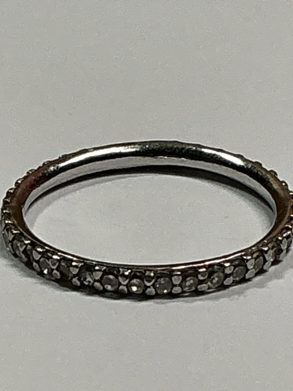 FAS Sterling Silver Ring with clear stones. Size 7